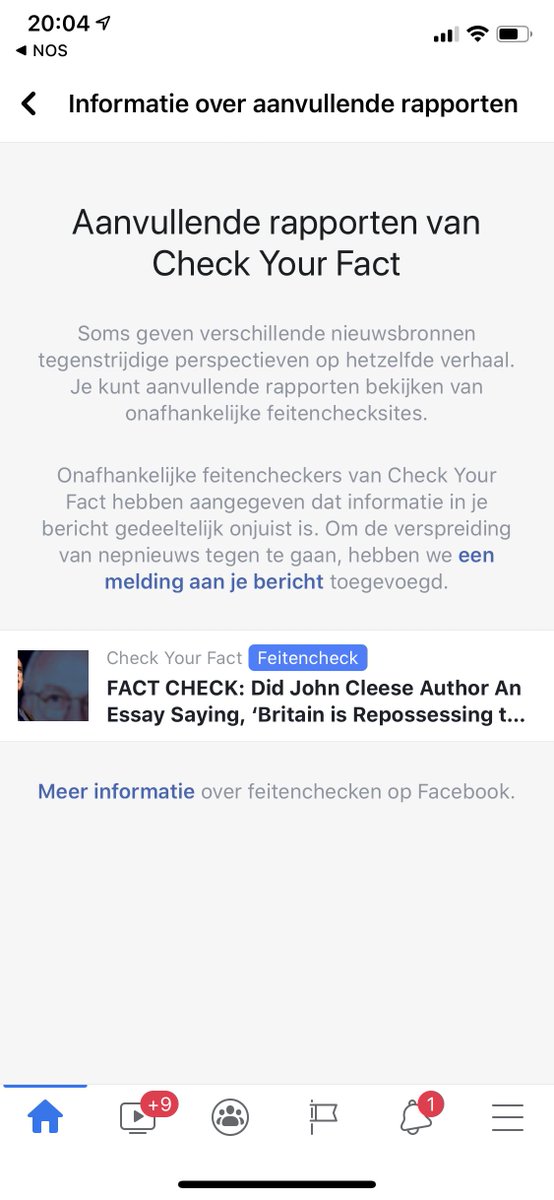 Floriandor's tweet photo. @JohnCleese  your “repossession of the usa” joke was labeled ‘fake news’ by Facebook 😂. Beyond stupid. Sad, really. https://t.co/h9KX13akDC