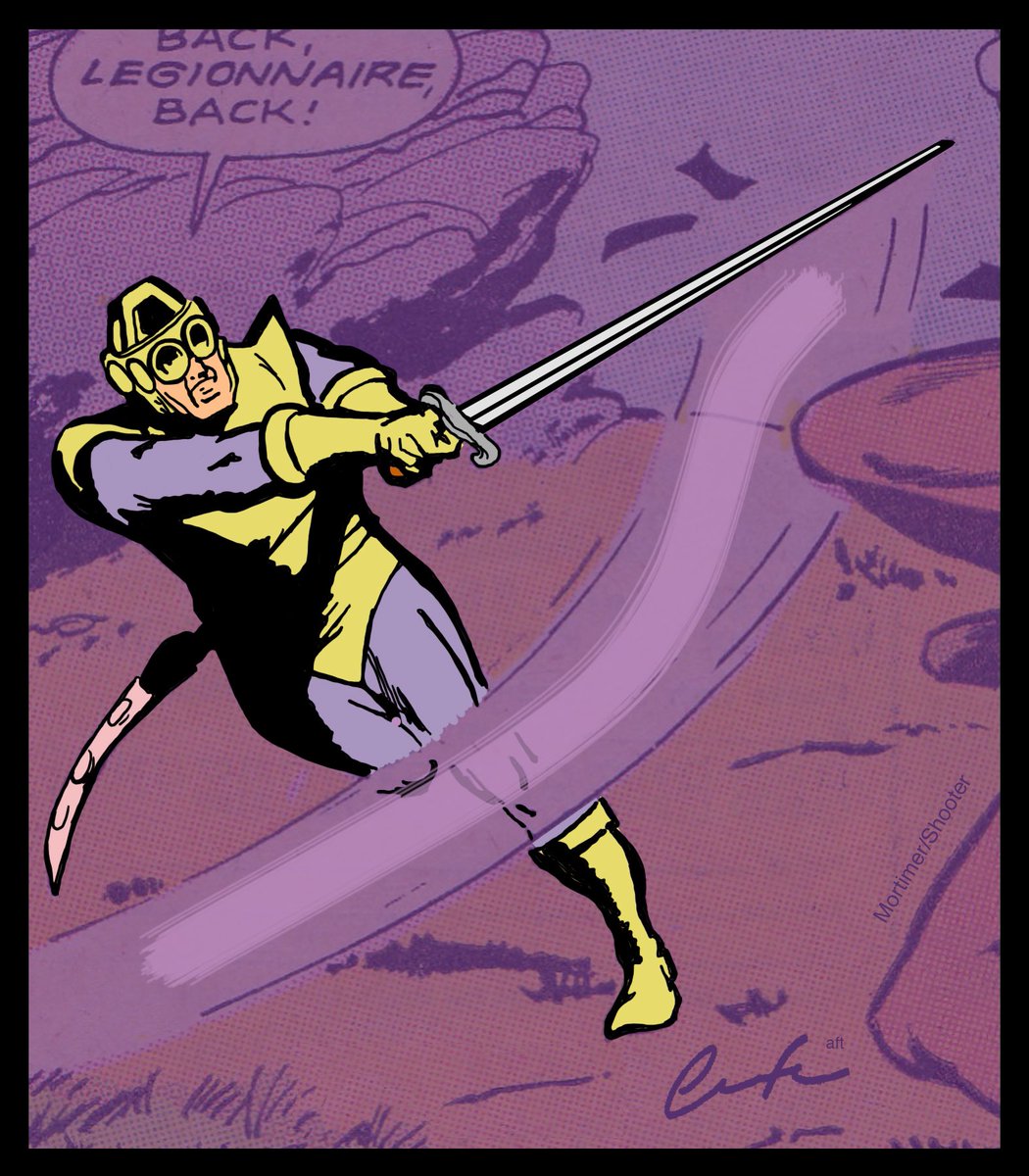 ChuckBrouilette's tweet photo. #OnThisDay in 1968 #Elvo debuted in #AdventureComics #375 #30thCentury #masterSwordsman of #TheWanderers brandishes his #superEnergySword at #KarateKid but #Superboy plucks this #gayBlade up for his #2ndBracket #LegionOfSuperHeroes win moving Supes to #3rdBracket vs #BouncingBoy https://t.co/yWHSTE3z8p