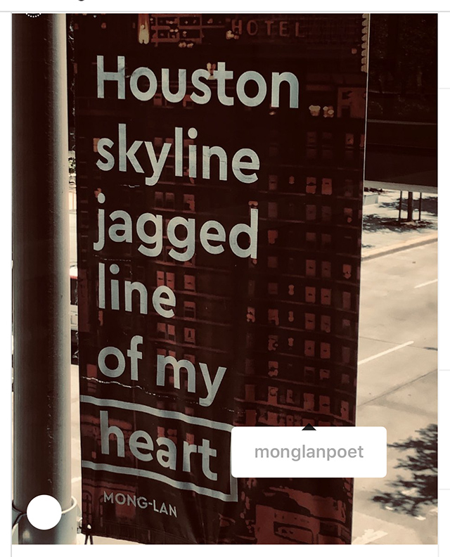 monglan11's tweet photo. My poem, "Houston Skyline"! Tomorrow, Oct 30, 7pm CST, I'll be performing this poem during my LIVE FB broadcast. This event is supported by Poets &amp; Writers, thanks to a grant from the Hearst Foundations. @PoetsAndWriters  @InprintHouston @houstonpworg 
https://t.co/mTaLIhgNrC https://t.co/edWwWrna56
