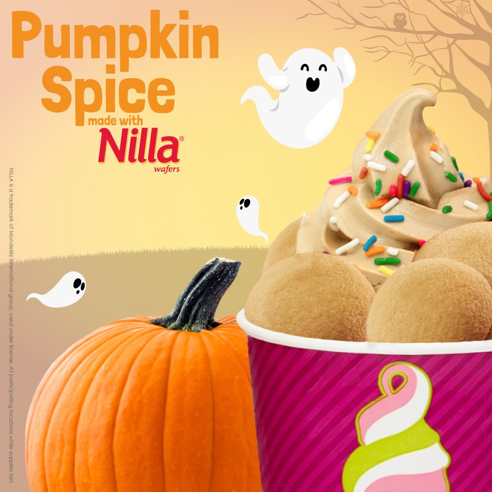 Why let candy have all the fun? For a real family Halloween treat, stop by Menchie’s today and fill your cup with Menchie's Pumpkin Spice made with Nilla Wafers froyo 🎃#HappyHalloween #TrickOrTreat #Pumpkin #PumpkinSpice #NillaWafers #FrozenYogurt #Froyo #SweetTreat #Dessert