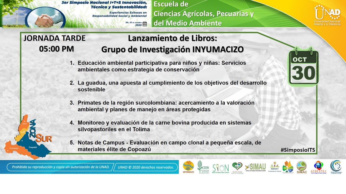 cgmesam's tweet photo. #AgéndateConLaUNAD El Grupo de Investigación #INYUMACIZO de @UniversidadUNAD Presenta en el marco del #SimposioITS el Lanzamiento de Libros. La cita es éste 30 y 31 de oct de 2020 Los esperamos #MásUNADmásPaís @Jordano_SB @johnfmontes @nellymendezp https://t.co/bL5sVGjuP4