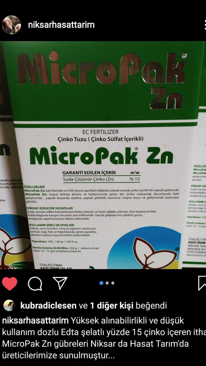 Çinko nun en etkili hali Edta şelatlı yüzde 15 çinko içeren Avrupa'dan ithal MicroPak Zn gübreleri Niksar da Hasat Tarım'da üreticilerimize sunulmuştur...
#niksar #tarım #çinko #gübre