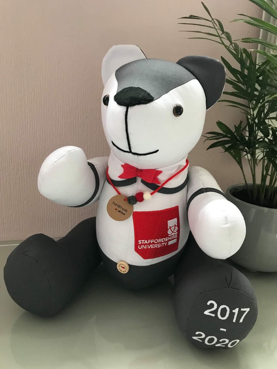 ElenyaBeatrice's tweet photo. In love with my keepsake teddy made from my student uniform! #staffordshireuni https://t.co/8LbbaKRc1o