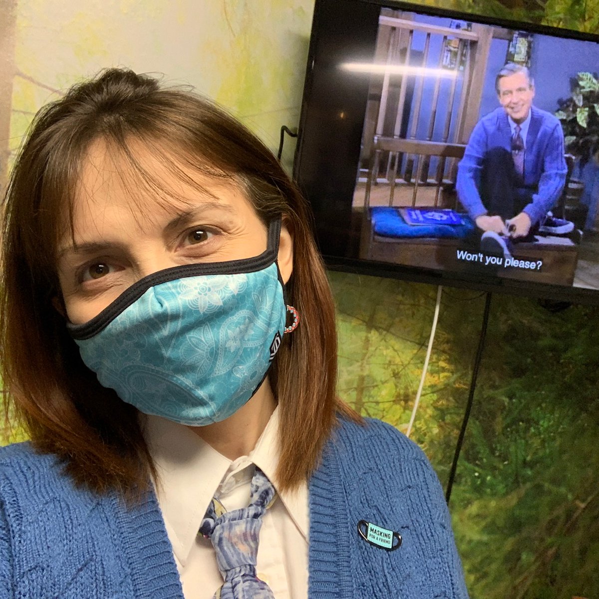 BscsLibrary's tweet photo. BSCS Red Ribbon Wk- "Looking to a future without drugs" today, we could dress up like someone in our future profession/as our professional role model.  Here's my professional role model, Mister Fred Rogers - a Christian educator helping others grow their hearts, minds, &amp; souls. https://t.co/jCBG3LBGkg