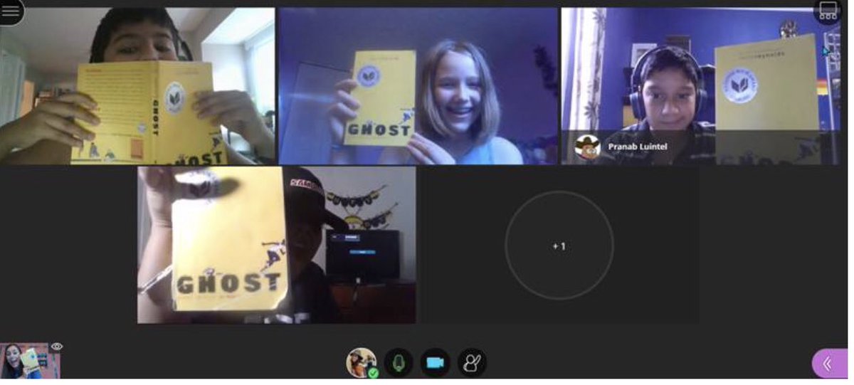 Our <a href="/Oakton_ES/">Oakton ES</a> Ghost group had their final virtual book club meeting today and can’t WAIT to start reading book 2!! They also have an idea for a 5th book in the #TackSeries from Coach’s perspective! What do you say <a href="/JasonReynolds83/">Jason Reynolds News</a>!??