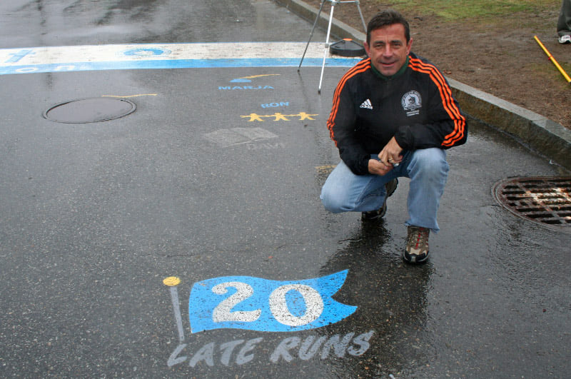 I explained to her that for the past 10-15 years, Jack, on this own initiative, got creative and painted a mark on the road symbolizing my annual nighttime run. In 2018, Andy Deschenes came up with this one representing the fact that I had heart surgery 6 mo earlier & was...