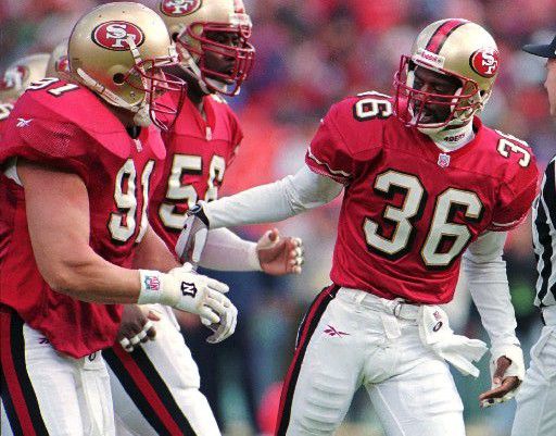 With the team and fans being on a high, the  #49ers tried to recapture those feelings by introducing a hybrid version of these throwbacks for the 1996 season. The new set featured drop shadows and white pants.These specific uniforms lasted two seasons. Continue thread.