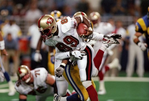 With the team and fans being on a high, the  #49ers tried to recapture those feelings by introducing a hybrid version of these throwbacks for the 1996 season. The new set featured drop shadows and white pants.These specific uniforms lasted two seasons. Continue thread.