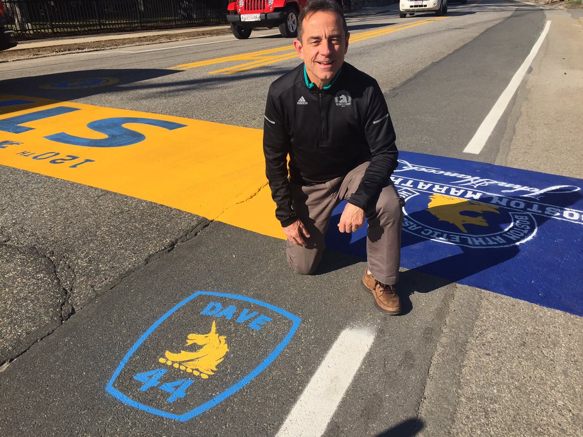 I explained to her that for the past 10-15 years, Jack, on this own initiative, got creative and painted a mark on the road symbolizing my annual nighttime run. In 2018, Andy Deschenes came up with this one representing the fact that I had heart surgery 6 mo earlier & was...