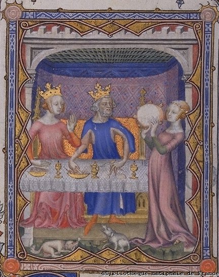 In medieval art, not even stereotypically evil or seductive Jewish women (such as Salome) were visually singled out. Here is a 14th-century Salome who, like Esther above, could be a Christian princess.