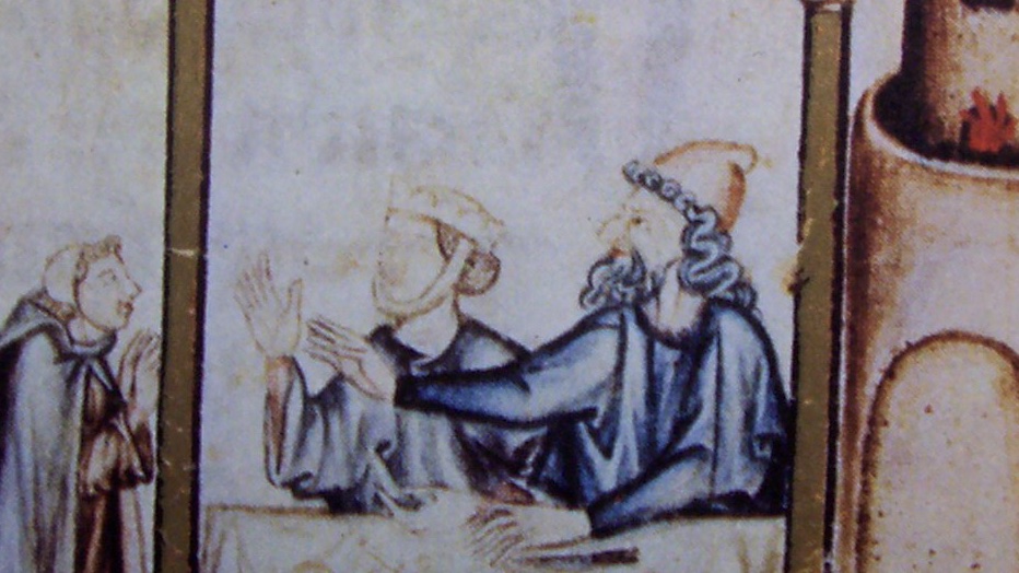 Why?! Here are images from the Cantigas de Santa Maria that help us understand. The caricatured men here embody how Christians saw Jewish law; harsh, ugly, carnal. The unmarked women embody the passivity & changeability Christian clerics hoped to see in Jews. (Hello  @alecmimoun)