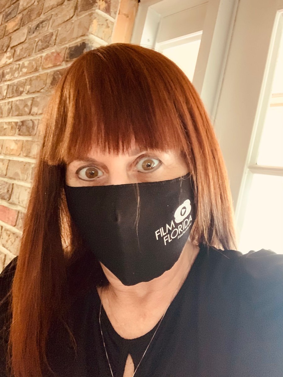 FilmFlorida's tweet photo. Thanks to Film Florida 1st VP Sandy Lighterman from @FilMiami1 for sending in her picture wearing a Film Florida mask and continuing to #PracticeSafeSetsFL https://t.co/Tt1WVtZ3Dh