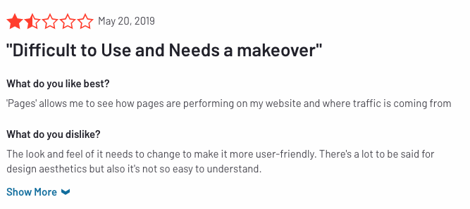 An analytics platform with top-notch UX and user onboarding (from Google Analytics review page)