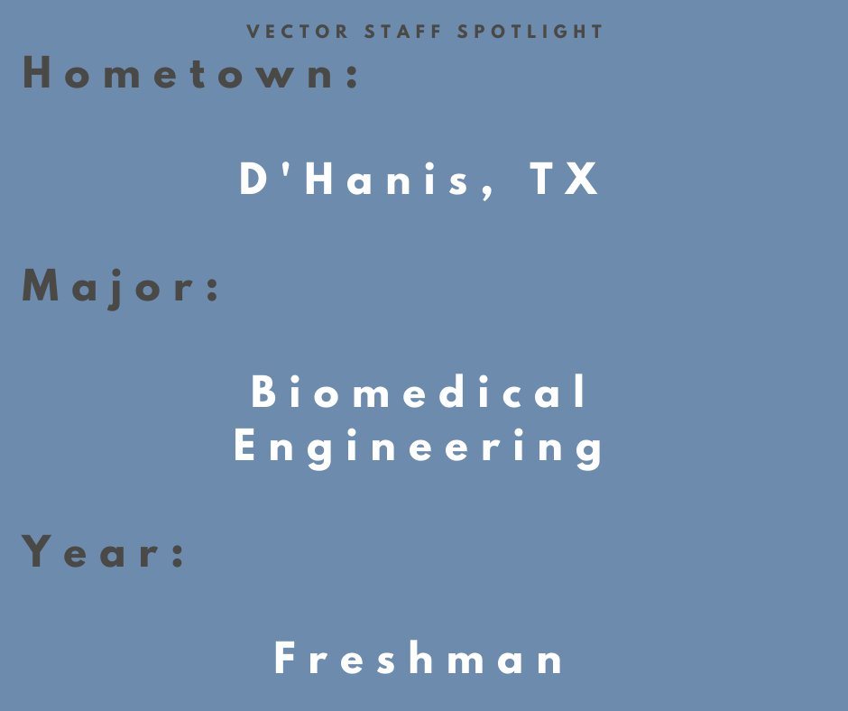 vector_eng's tweet image. Staff Spotlight: Meet Vector writer Reed Rothe!🎉 
Reed is a first year Biomedical Engineering major, originally from D'Hanis, TX. During his free time, Reed enjoys reading as well as playing the guitar and singing. To learn more about Reed, visit utvector.com/meet-our-staff