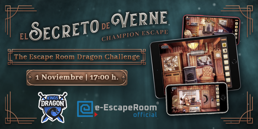 EEscaperoom's tweet photo. Este domingo a partir de las 17:00 puedes disfrutar de un aperitivo de "El Secreto de Verne" en Twitch de la mano de @KingsdragonEs.
Y si vosotros/as queréis seguir los pasos de sus streamers 
y participar en el campeonato, podéis inscribiros aquí:
https://t.co/FMC0eju3u4 https://t.co/QeQiCpL3DO