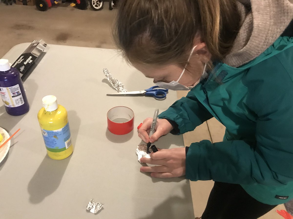 graphic_i's tweet photo. Crazy Week Day 2 (aka Tuesday). The Space Nuggets finished their script and tackled a few quick props while continuing their efforts and programming Chicken Nuggie. #girlssolveit #googlegirlssolveit #fordgirlsinstem https://t.co/oy8vt0MsJJ