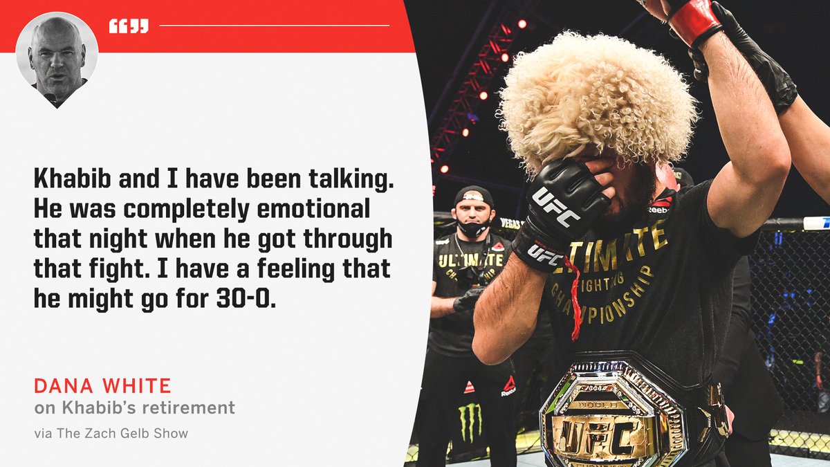 Dana White believes Khabib may come back for one more fight. https://t.co/2S2MtFzjDN