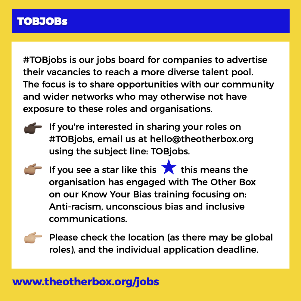 Guess what's back?  #TOBjobs is back + with over 40 roles from 28 companies  Please RT + share with your networks + anyone looking for a new creative/tech job.  Full details  http://theotherbox.org/jobs (Don't forget to mention  @_TheOtherBox when applying!) Good luck!  #NowHiring