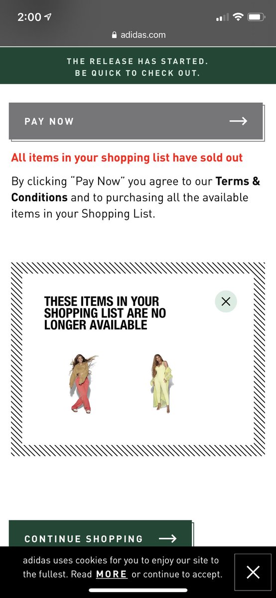 _khal_eesi's tweet photo. Me to myself: I really think I have a chance. It’ll be different this time. 

Beyonce,Adidas, Resellers, Bots, the lucky few: SIKE BISH YOU THOUGHT!!!! 

#IvyParkXAdidas https://t.co/Kjd6GcdvIW