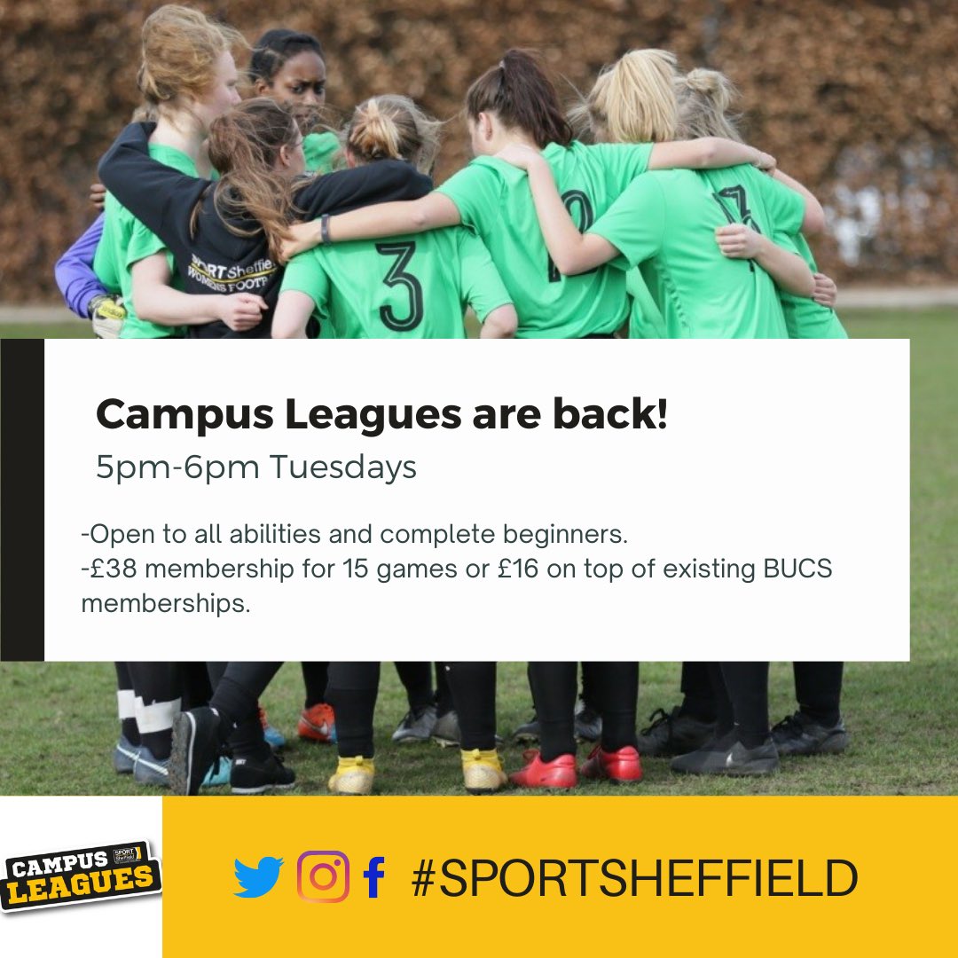 Campus leagues are 6 a side games running on Tuesday evenings and are open to all ability levels :) 
Non women’s football club members are welcome! 
If you’re interested in joining women’s football Campus Leagues please fill in this form below:
docs.google.com/forms/d/e/1FAI…