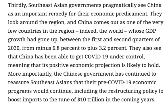 5. In Sri Lanka, Pompeo claimed the choice is clear: the US offers free enterprise & China which he calls a "predator" offers exploitative loans. But the prevailing view on the ground in the region is China is the only show in town. Ambassador  @dinopattidjalal (Indonesia) argues: