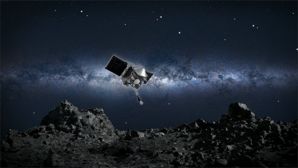 NASA's tweet image. LIVE NOW: Mission experts discuss @OSIRISREx&apos;s asteroid sample stowage, preparations for the trip back to Earth, and what going #ToBennuAndBack will teach us about the solar system: nasa.gov/nasalive