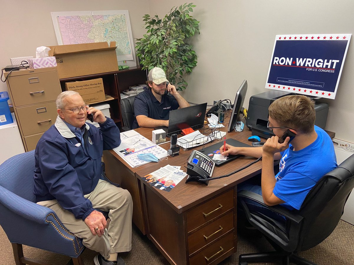 ron4congress's tweet photo. 5 Days Until Election Day! 

Team Wright is working hard at our Campaign HQ to get out the vote in #TX6 and send Ron back to Washington to fight for our Texas values! 

📅 Early voting ends TOMORROW
🗳 Election Day is Nov. 3rd
🇺🇸 Let’s finish strong!
#BackTheBowtie https://t.co/CBdmrlH7k1