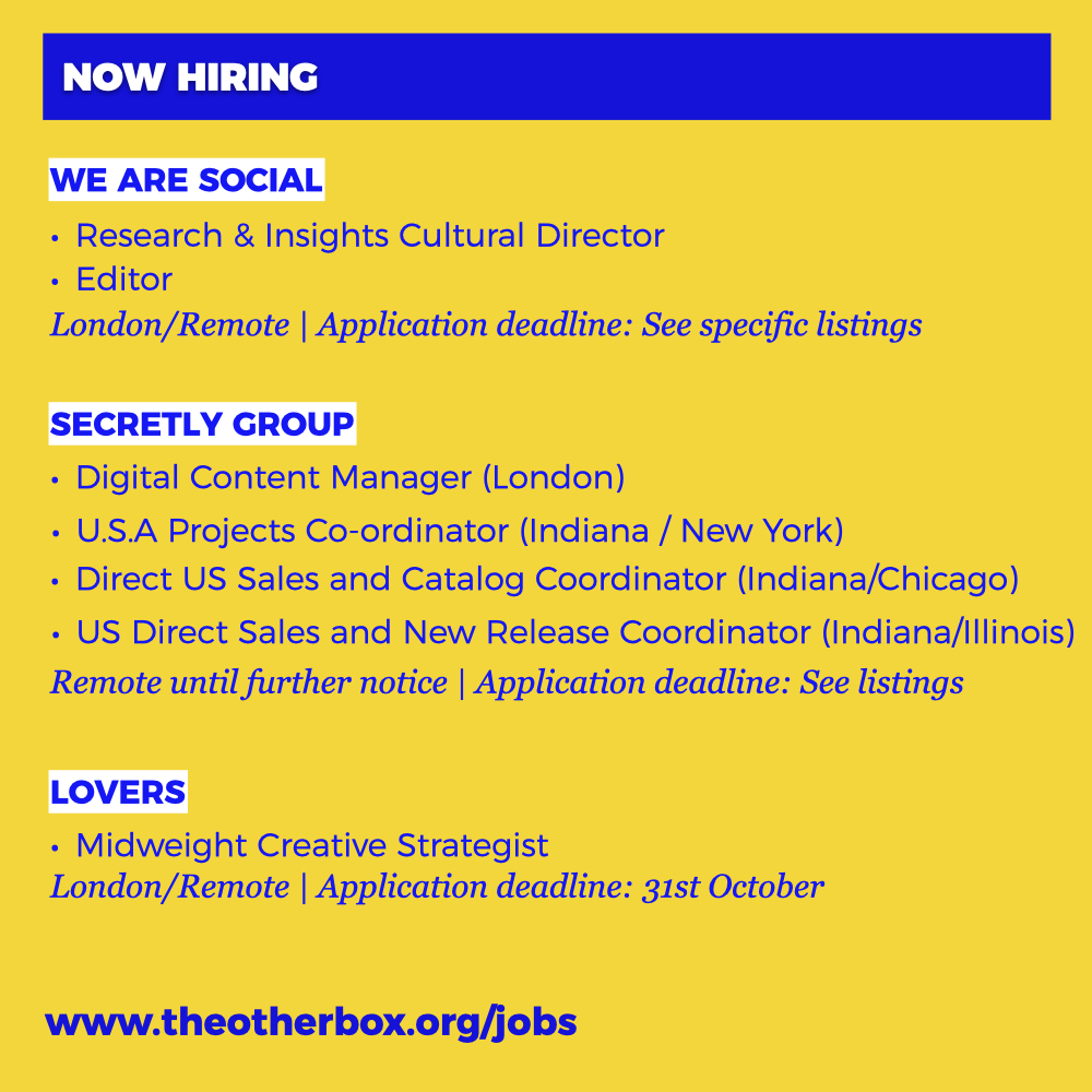 There are two roles going at  @wearesocial, and the  @SecretlyGroup are hiring in London and across the U.S.A - also check out this strategist role by  @oh_lovers. #NowHiring  #TOBjobs