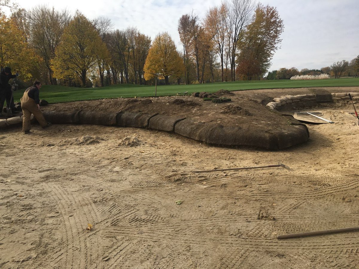 tp_ty's tweet photo. One bunker down. One to go! Making some nice progress on 3 @westhavengolf https://t.co/Uzv6oUczrS