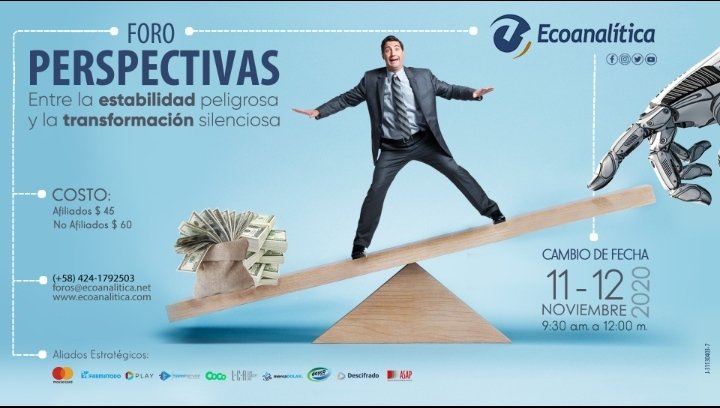 ecoanalitica's tweet photo. Nuestro Foro Perspectivas, en su formato digital, contará con la presencia de la periodista @ginettegm, quien tendrá el placer de moderar este importante evento económico. La cita será este #11Nov y #12Nov a través de @Ticketmundo_ve. https://t.co/HfjV7FEeK1