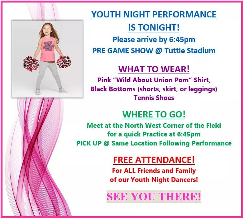 UnionPom's tweet image. Can't wait to see all of our Youth Night future Pom girls tonight!!!