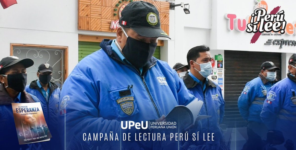 UPeUOficial's tweet photo. 🇵🇪Campaña de Lectura #PerúSiLee 2020 📕
🏣Personal de Serenazgo de Miraflores reciben un ejemplar del Libro #LaMayorEsperanza 📖

🔊La Campaña #PerúSiLee te regala un libro y esperanza. 
➡️Descarga gratis el libro aquí: https://t.co/46StZzCPSD https://t.co/ET1QS7OHk5