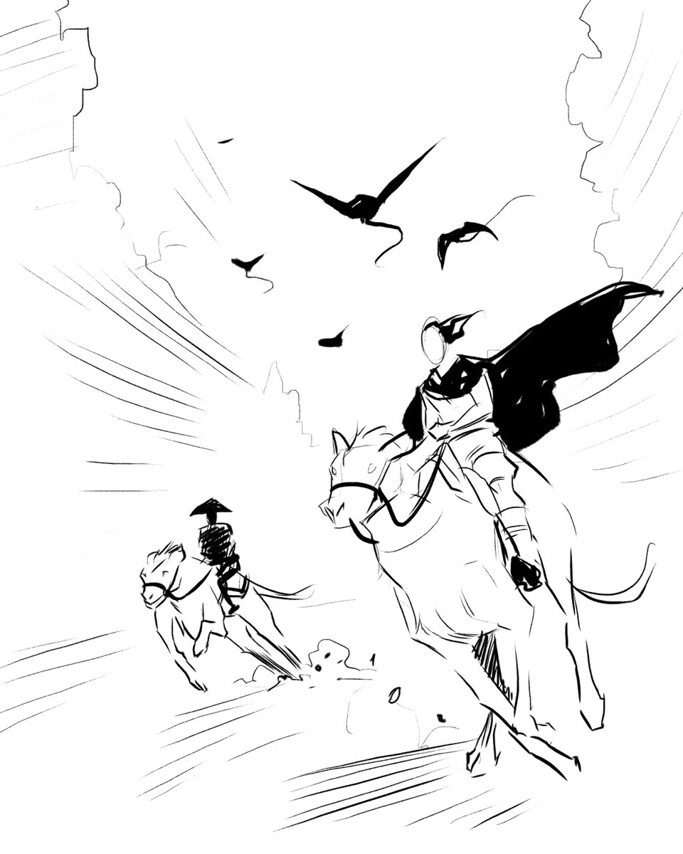 ...aaaand a very quick sketch of the Notules pursuing Severian and Jonas. 