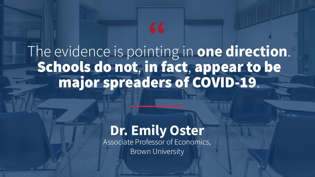 “It’s now October. We are starting to get an evidence-based picture of how school reopenings and remote learning are going… the evidence is pointing in one direction. Schools do not, in fact, appear to be major spreaders of COVID-19.”  @ProfEmilyOster  https://www.theatlantic.com/ideas/archive/2020/10/schools-arent-superspreaders/616669/