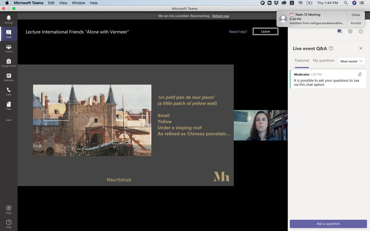 FrancesLanitou's tweet photo. #DutchDays #Arts #Masters #Vermeer #MauritshuisMuseum #lecture #AloneWithVermeer #ViewofDelft https://t.co/ORYkhXCsLK