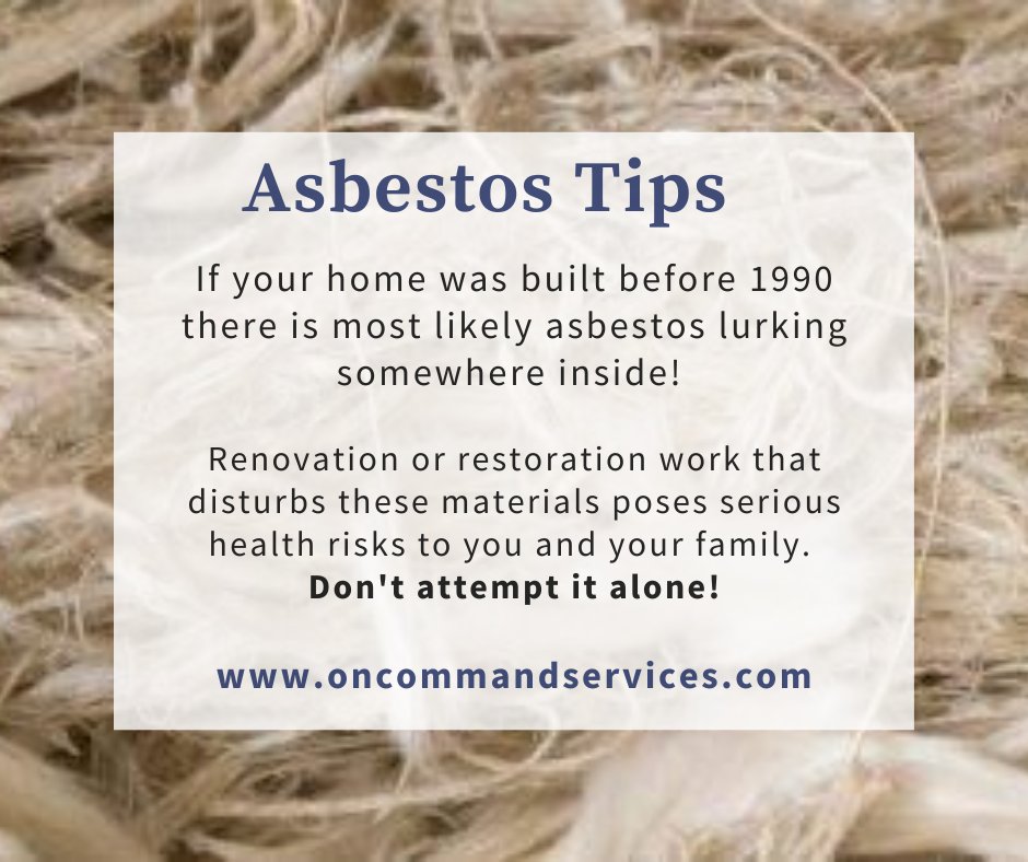OnCommandRestor's tweet image. If you're planning to do some renovations or restoration work to an older home, it's important to plan ahead for asbestos.

Give us a call today to learn more and get a quote (604) 445-2726.
#asbestos #asbestosremoval #asbestosdisposal #legacyasbestos #vancouver #surrey #homereno