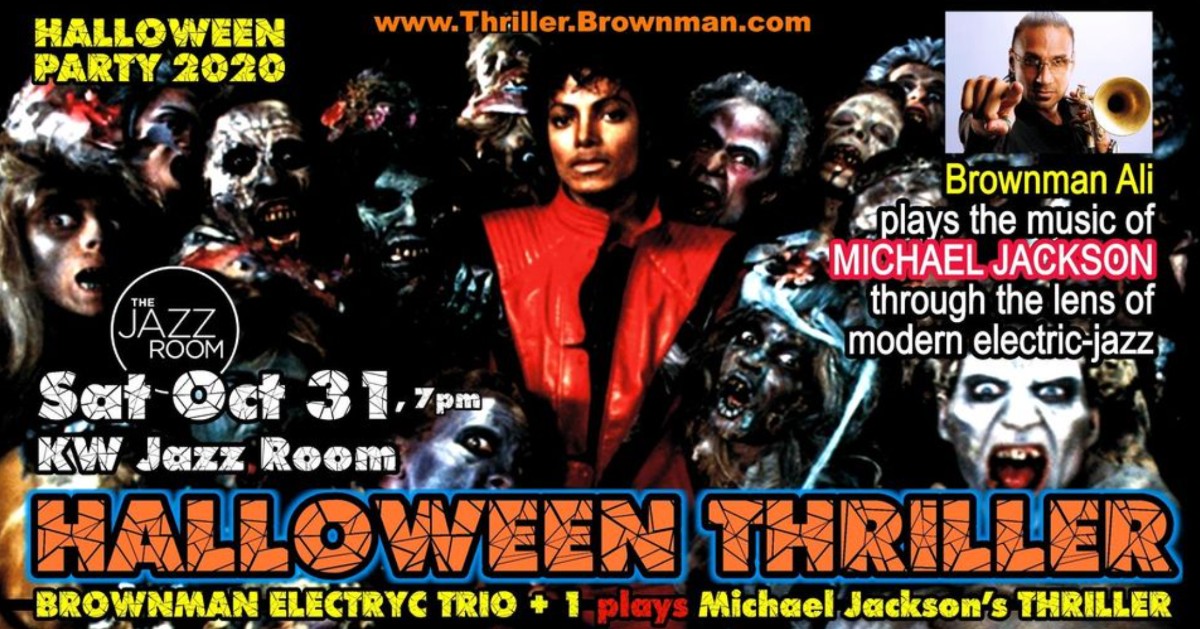 THIS SATURDAY NIGHT! Don't miss acclaimed jazz / hip-hop trumpet player BROWNMAN ALI as he once again leads an all-star quartet through his popular annual Halloween Thriller concert! 
Tickets must be purchased in advance!
ow.ly/KIYn50C6z3V

#kwjazz #thejazzroom #kwawesome