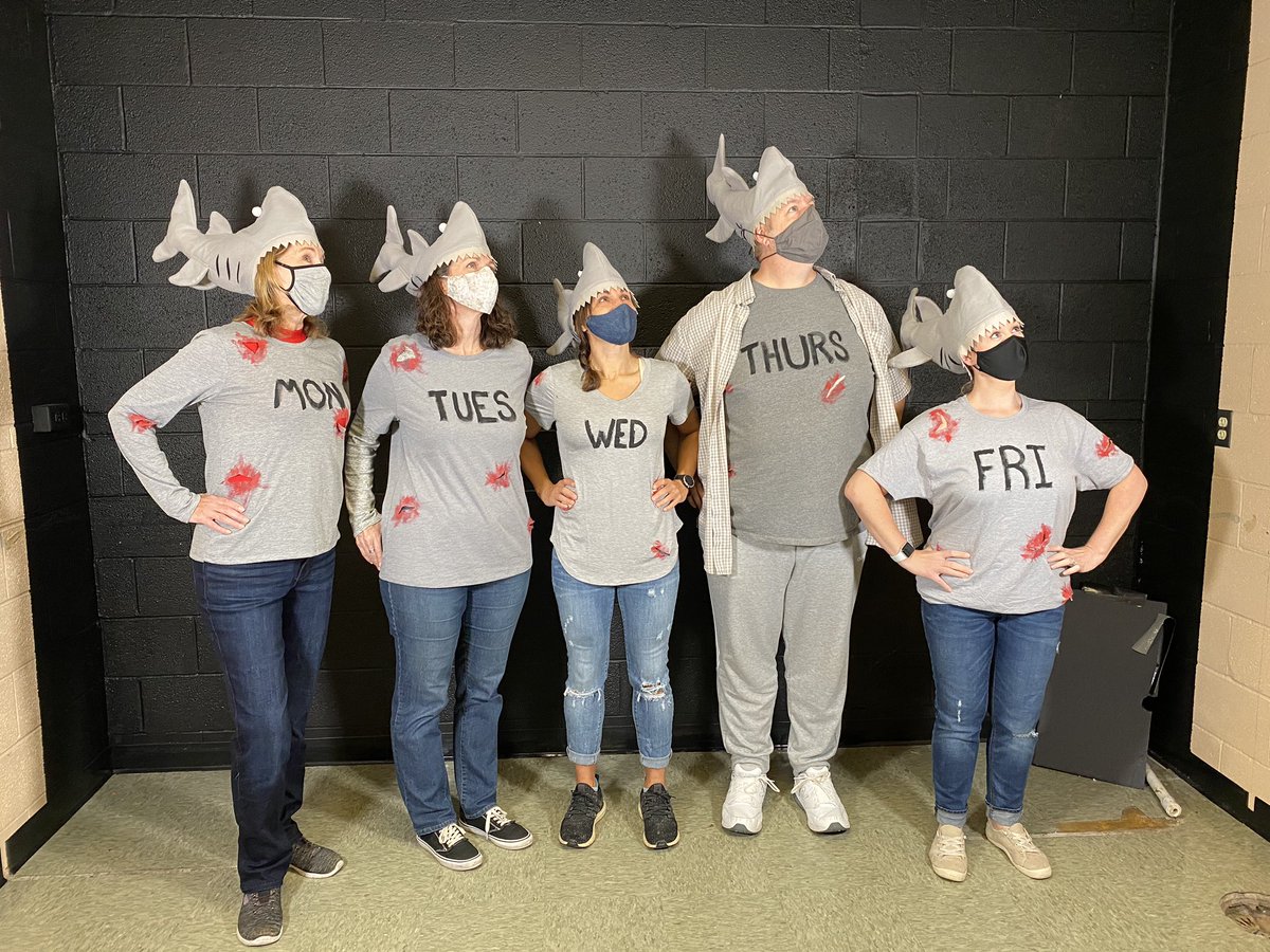 Nordoniaphoto's tweet photo. Art/FCS department and Mrs Smith went as Shark (work) Week for Halloween. https://t.co/KROIaxvfTK