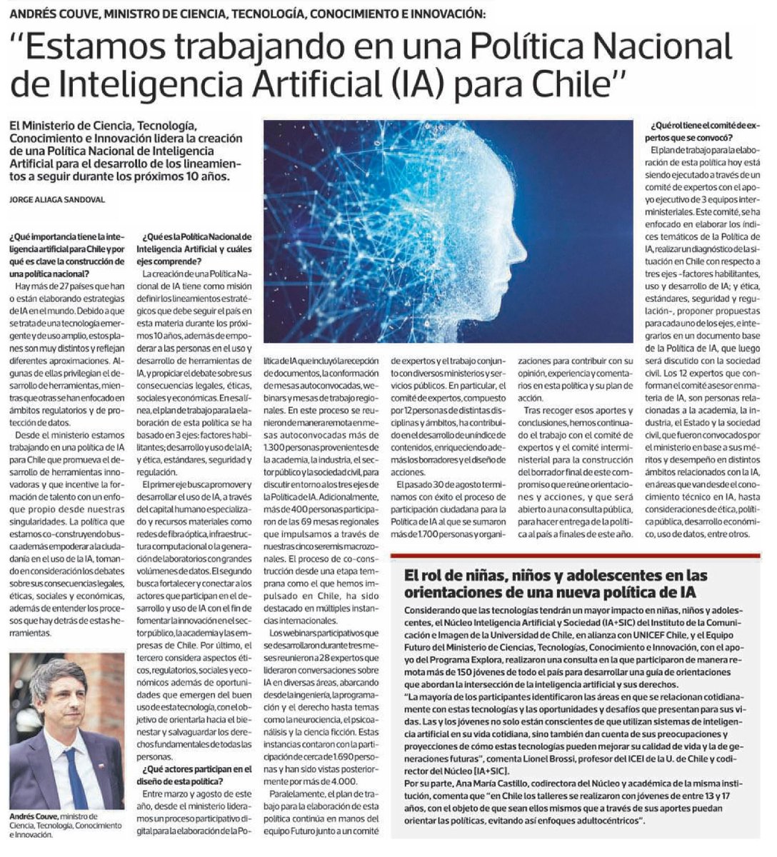 ia_sic's tweet photo. Niñas, niños y jóvenes tienen mucho que aportar a la Política Nac. de Inteligencia Artificial. La IA está presente en sus prácticas digitales cotidianas y tendrá un impacto aún mayor en el futuro de sus vidas. Desde el Núcleo IA+SIC, seguiremos trabajando en ello. @min_ciencia https://t.co/MJNMAAqcZt