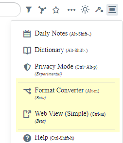 1/5 Roam42 Update - New Beta FeaturesWe just rolled out to Roam42 users two new beta features making it a little easier to get your data out of Roam.+ Format Converter+ Web ViewPlease give it a try, DM me bug reports or join us at   #roam42 on slack.  #roamcult  @RoamResearch