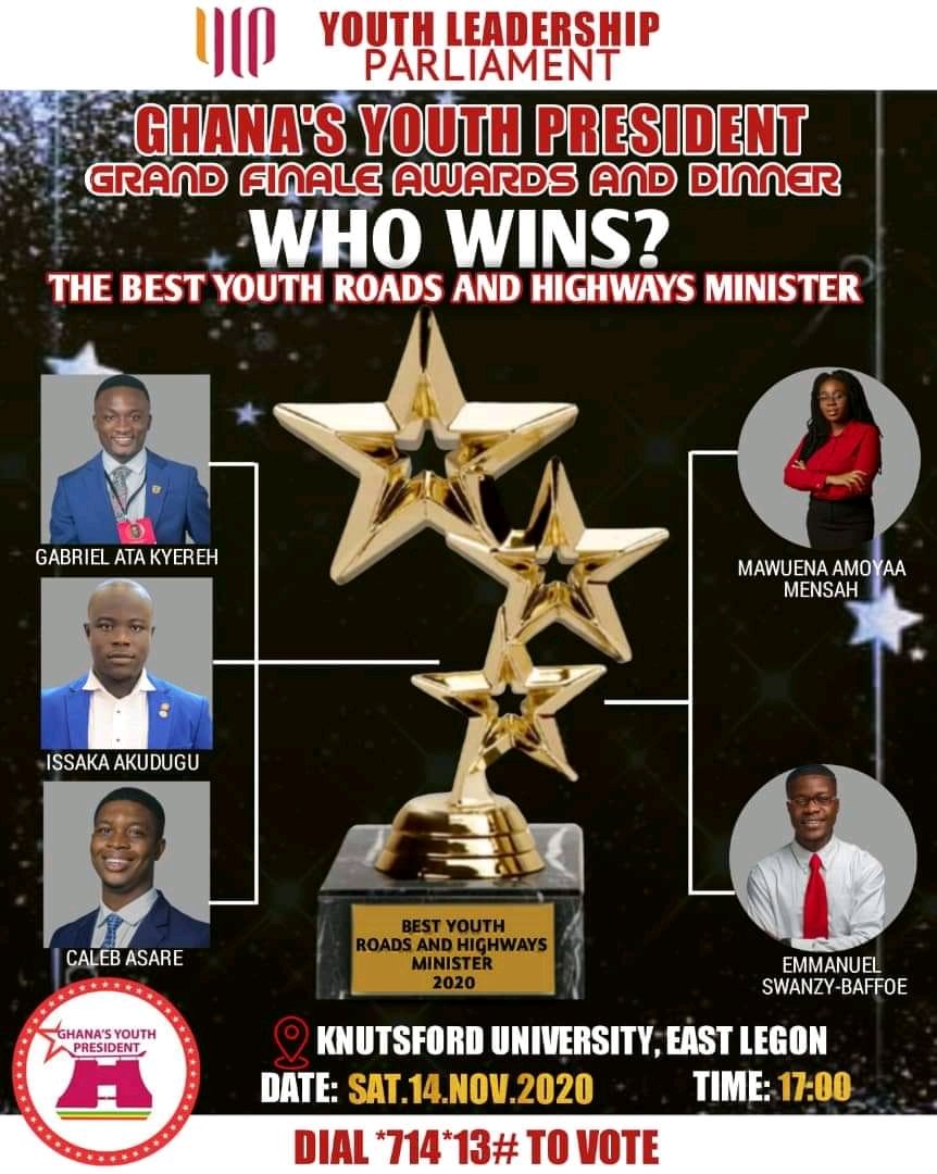 ylpghana's tweet photo. Who becomes the Youth Roads and Highway Minister? The decision is in your hand, just push your votes!
#presidentialcabinet #ylpghana https://t.co/1y3pzL4MLO