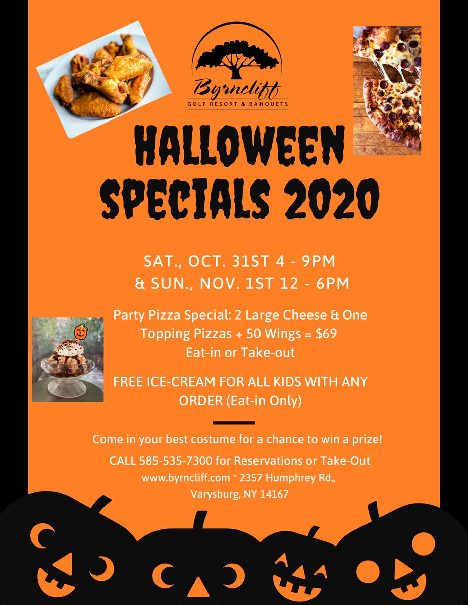 Halloween Pizza and Wing at byrncliff!  How about Golf + Halloween special?? (585) 535-7300 #wnygolf #Halloween