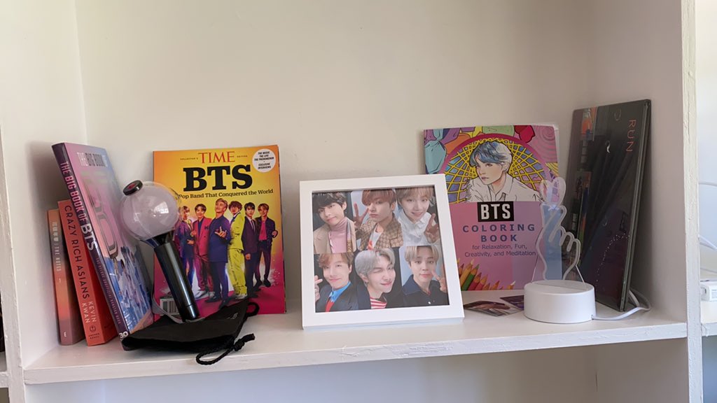 So my <a href="/BTS_twt/">방탄소년단</a> shelf is right next to my desk and inspires me to work hard and stay healthy everyday. We nice. Keep going, #Army #DearBTS
