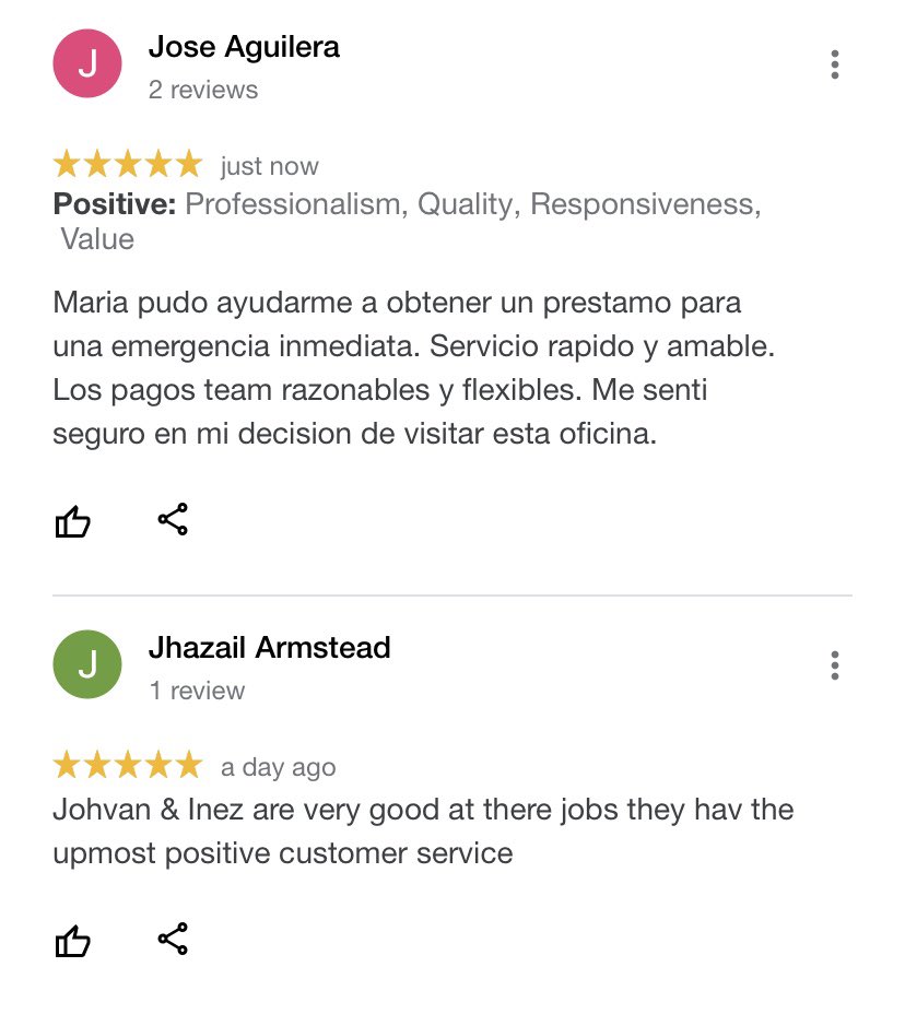 Don’t settle for anything less than   5-⭐️ service! Let us help you with your financial needs today! See some of our most recent reviews! @InesTmxTXCity @MightytitleMax <a href="/TMXCompanies/">TMX Companies</a>