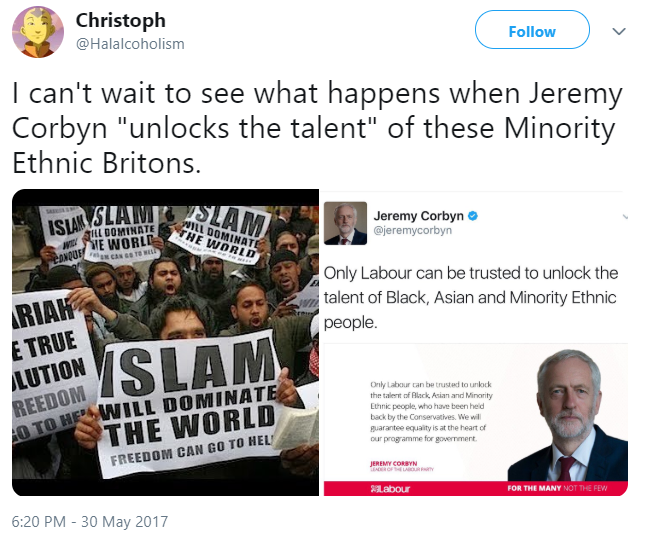 I know this guy is now cosplaying as some bernie curious leftie with some casual islamophobia mixed in, but his corbyn derangement syndrome runs deep. oh and of course it's tied to his pathological rabid anti-muslim racism