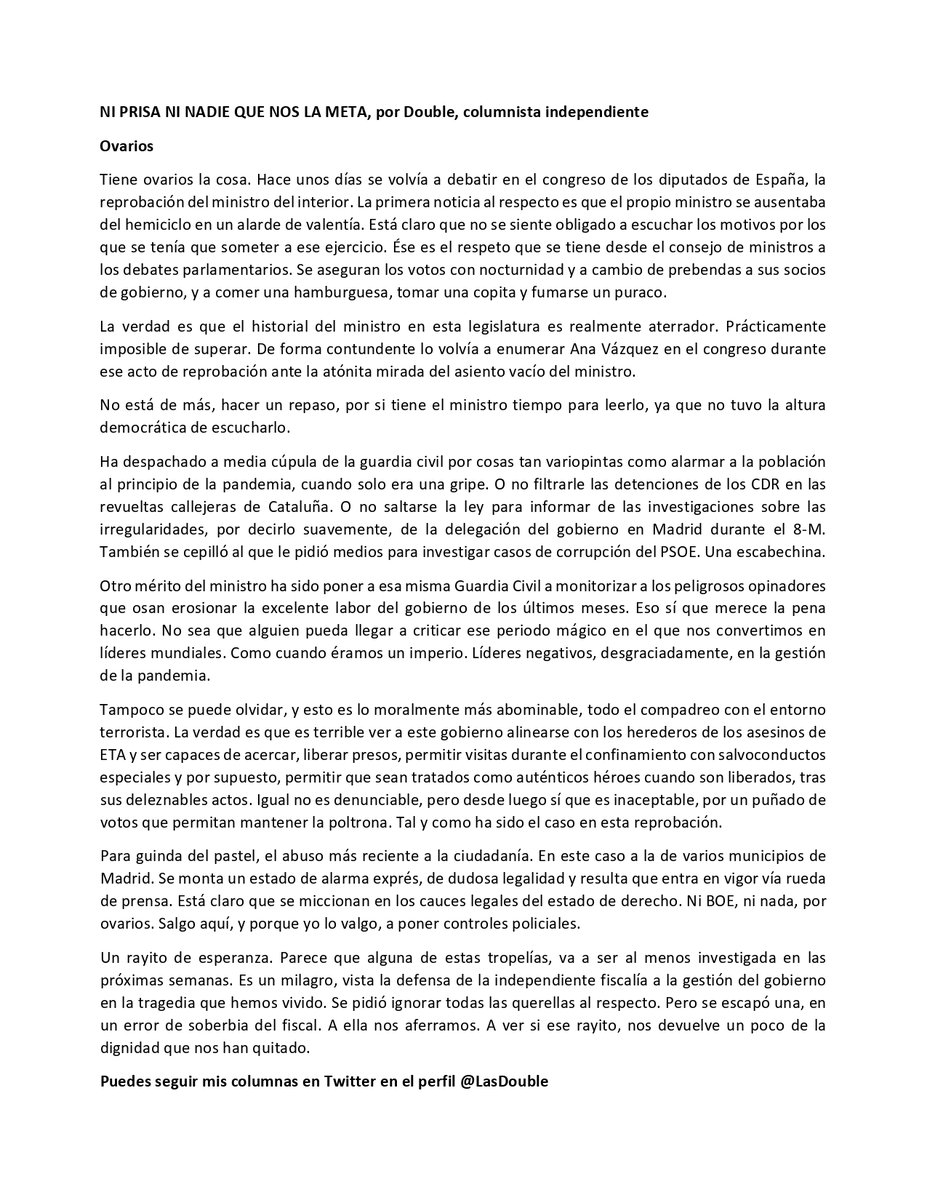 DOUBLE75208397's tweet photo. @carlosdavidgf La columna de @LasDouble y @DOUBLE75208397 OVARIOS https://t.co/ldwnr299Lo