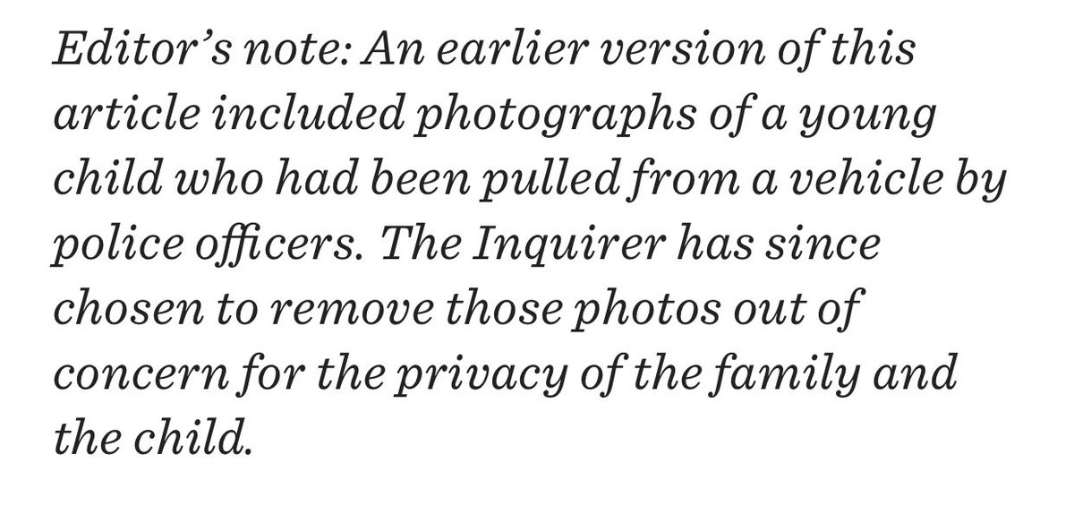 The Inquirer has added an editor’s note about why they pulled the photos of the child. For transparency: now that the FOP’s lie has been exposed, I’m going to delete my initial tweet that shows his face for the same reason.  https://twitter.com/ryanjreilly/status/1321861234468204550