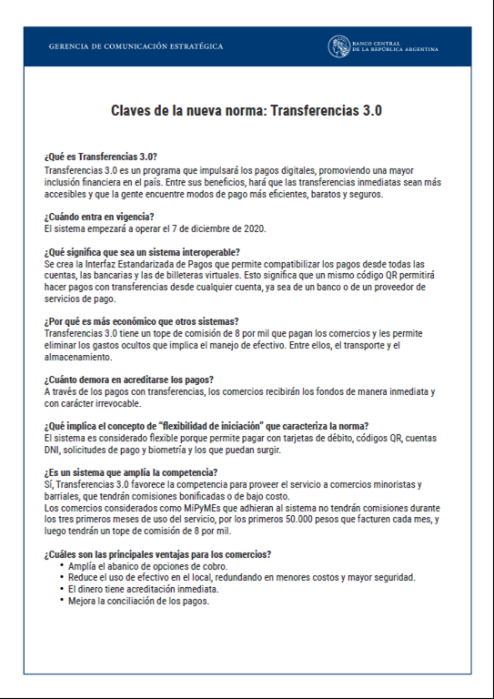 IECarballo's tweet photo. #IMPORTANTE: el directorio del #BCRA aprobó el programa Transferencias 3.0 a #Argentina.

El sistema empezará a operar el 7 de diciembre de 2020.

Nuestro país avanza hacia un sistema de pagos INÉDITO con características propias en la lucha contra el efectivo.

¡Abro hilo! https://t.co/t9tyfGO6AR