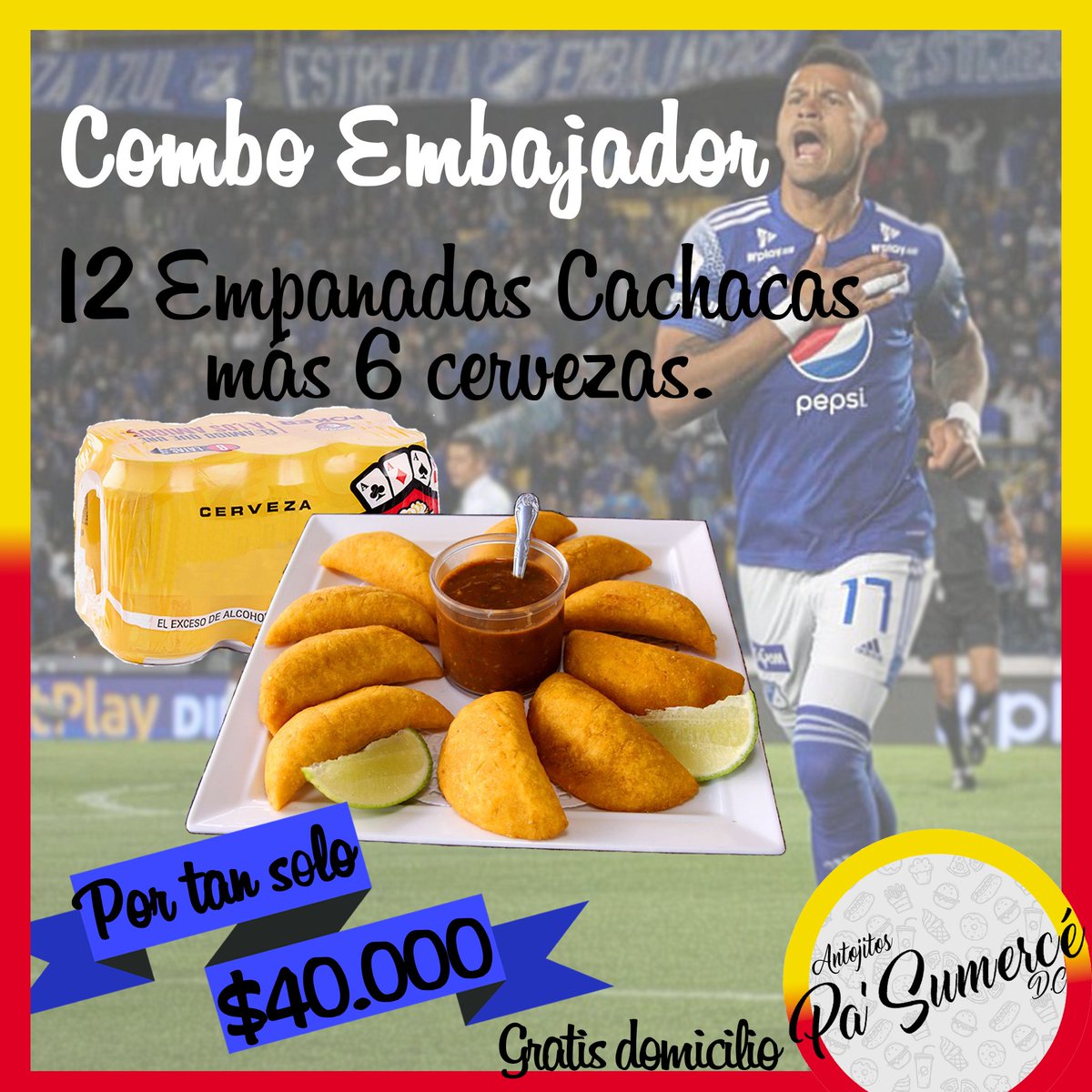 pasumerce_dc's tweet photo. @MillosFCoficial Disfruta de este partido con tu #ComboEmbajador 💙 

Pídelo al 📲3046112900.  
⚠️Aplica sólo Bogotá⚠️

#VamosMillosQuerido https://t.co/nwPKGIosHL