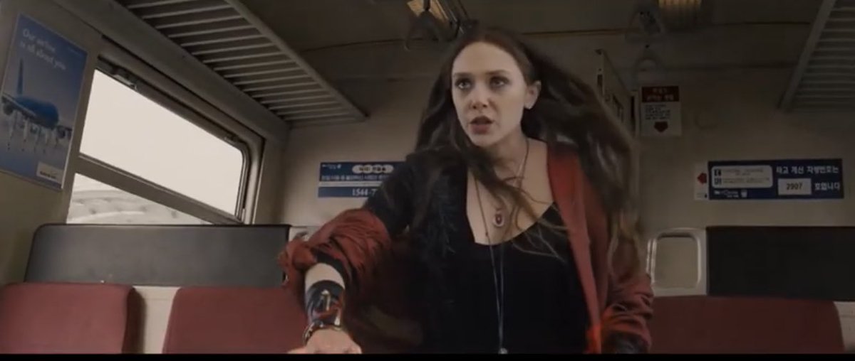 In the 2015 film AoU, the Scarlet Witch attempts to block Ultron’s path. Call that the Encage of Ultron